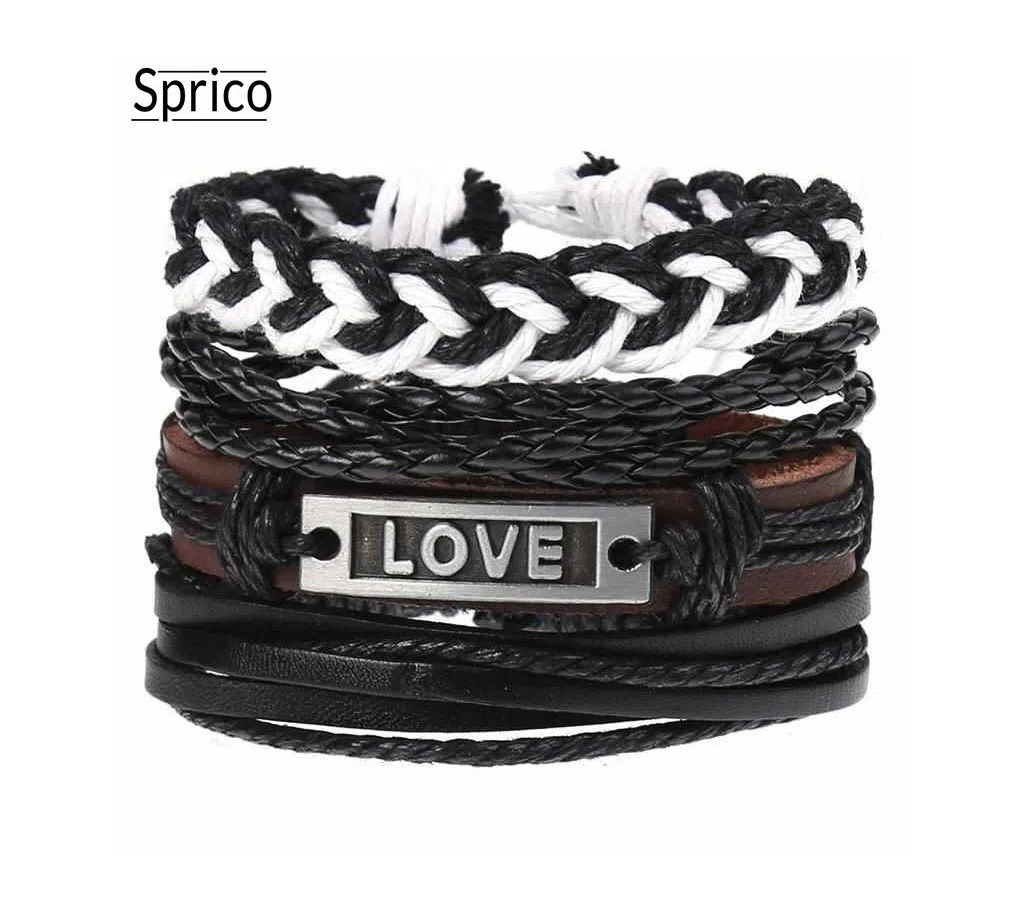 Sprico 4Pcs ,Set Vintage Handmade Bracelet for Men
