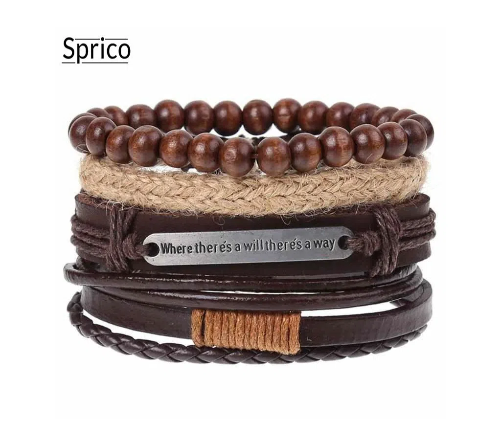 Sprico 4Pcs  Set Vintage Handmade Bracelet for Men