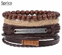 Sprico 4Pcs  Set Vintage Handmade Bracelet for Men