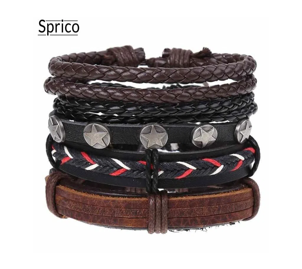 Sprico 4Pcs Set, Vintage Handmade Bracelet for Men