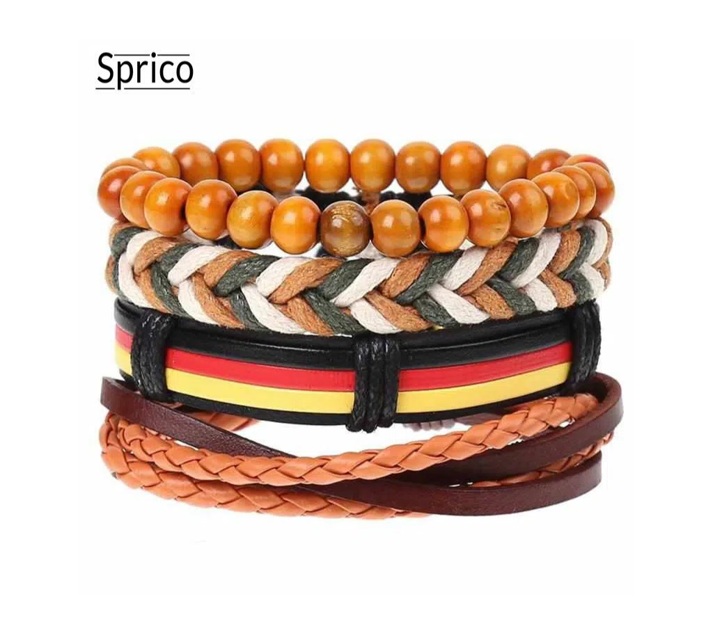 Sprico 4Pcs/ Set Vintage Handmade  Bracelet for Men