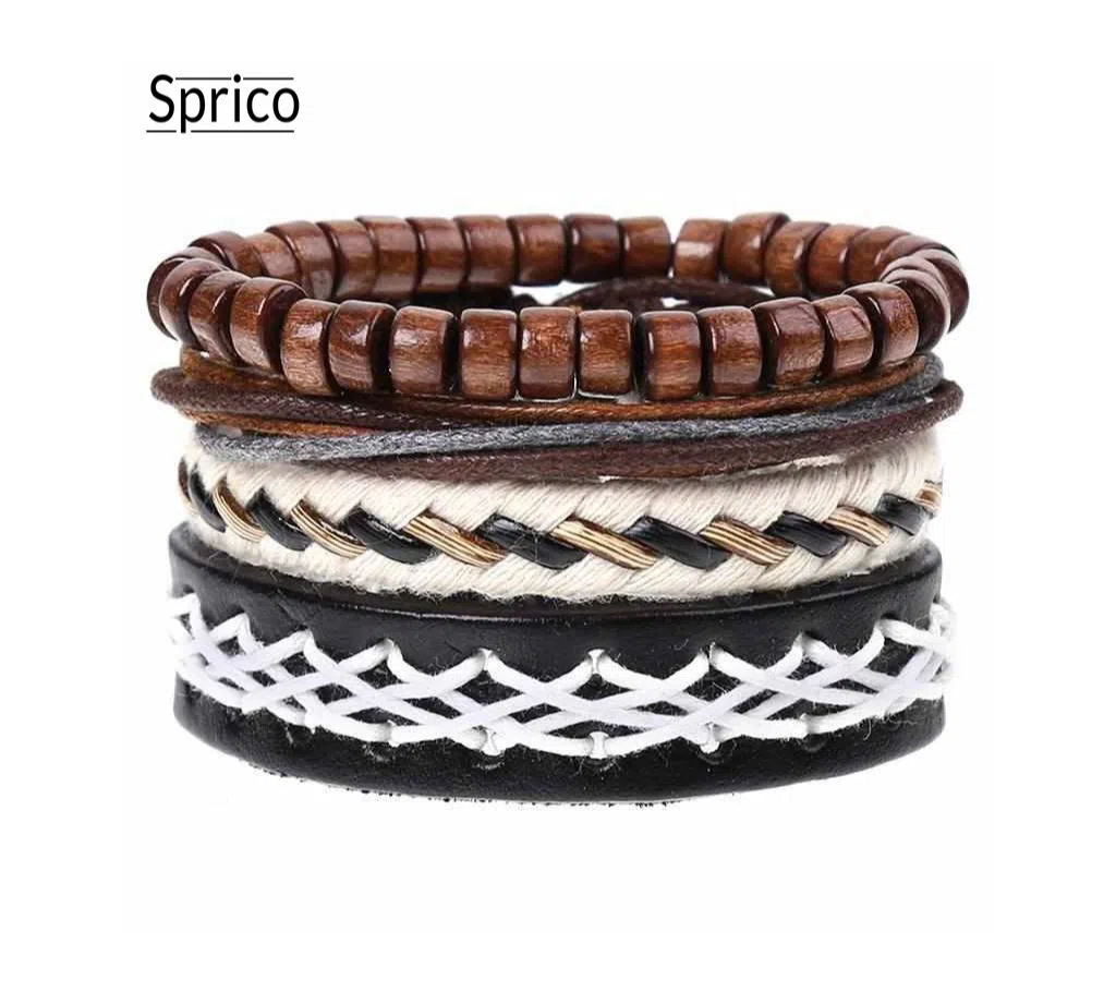 Sprico 4Pcs/ Set Vintage Handmade Bracelet  for Men