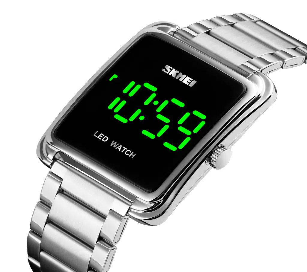 SKMEI 1505 Casual Luminous Date Display Waterproof LED Stainless Steel Strap Digital Watch