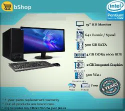 intel dual core pc with 4GB RAM,500GB Hard disk and 19" monitor (New)
