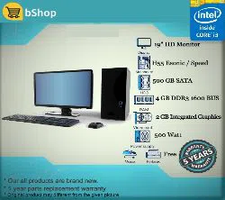 intel core i3 with 4GB RAM,500 GB hard disk, 2GB graphics with 19" monitor (new)