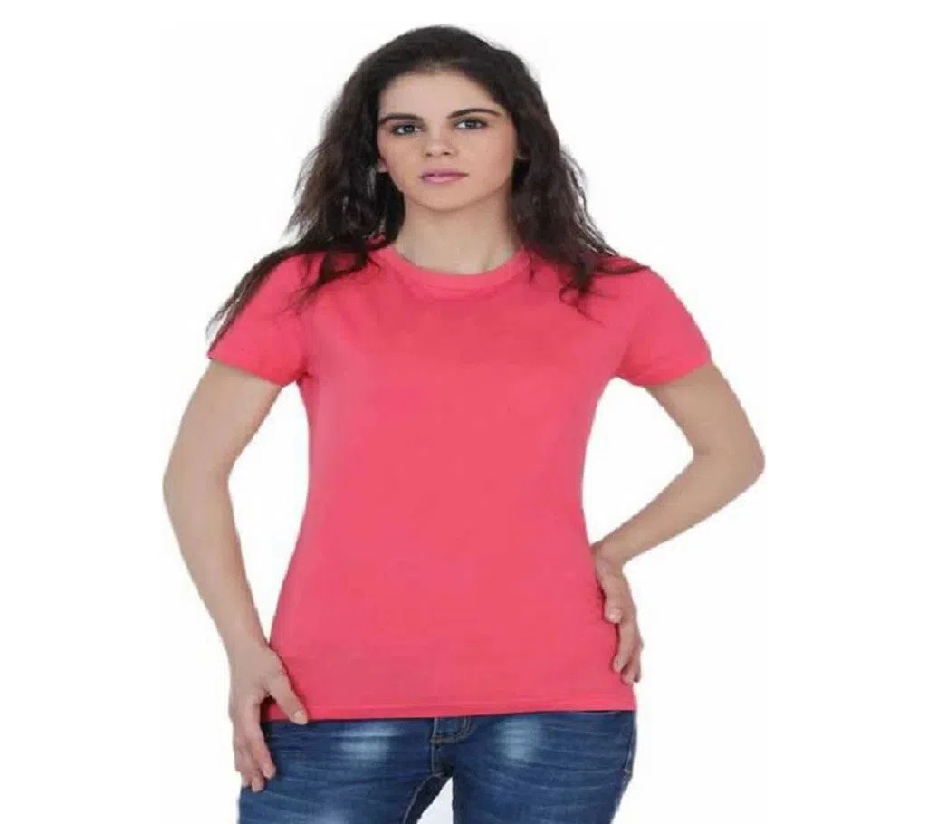 Ladies Short Sleeve Cotton T-Shirt Color red rose