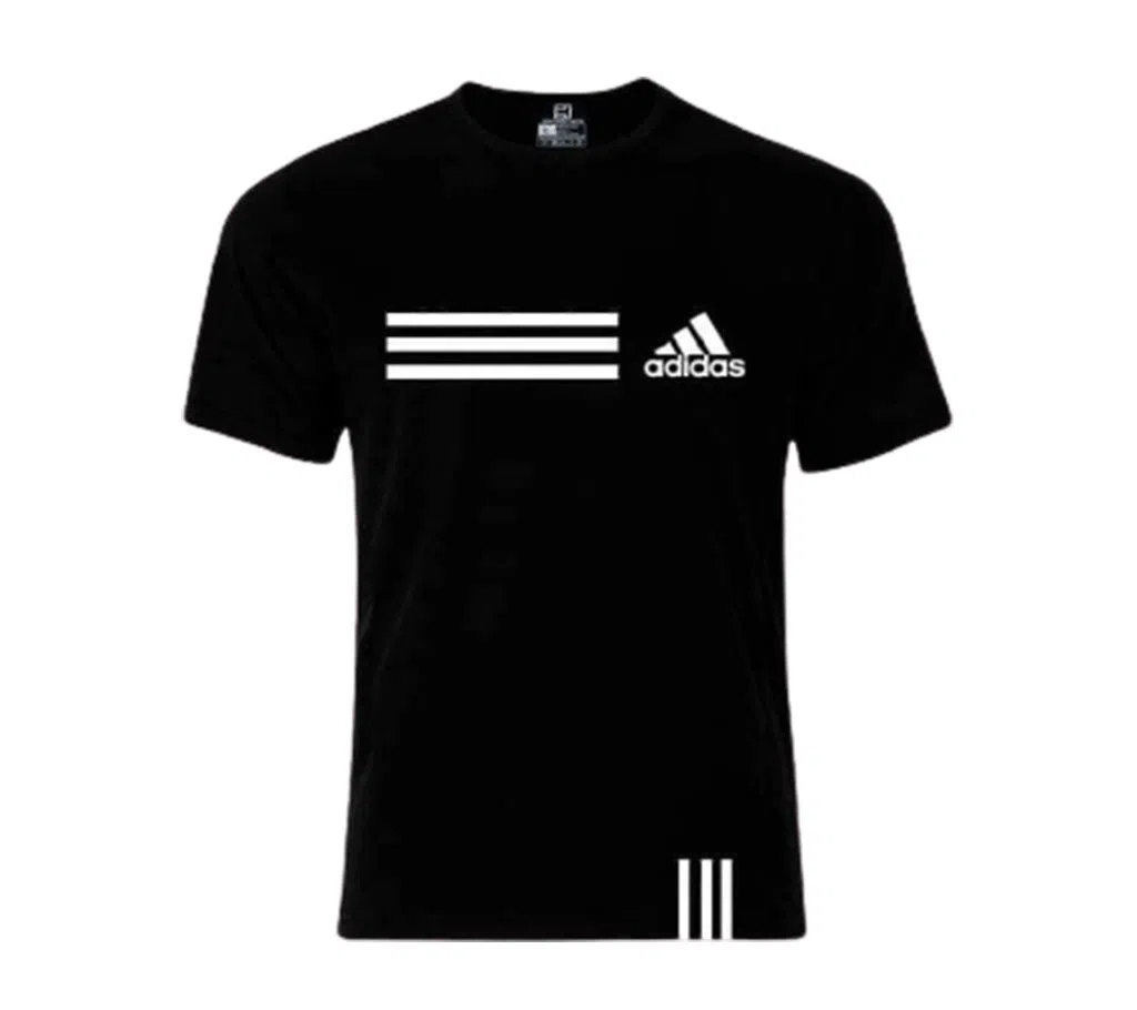 Adidas Half sleeve Text Printed T Shirt For Men - Black