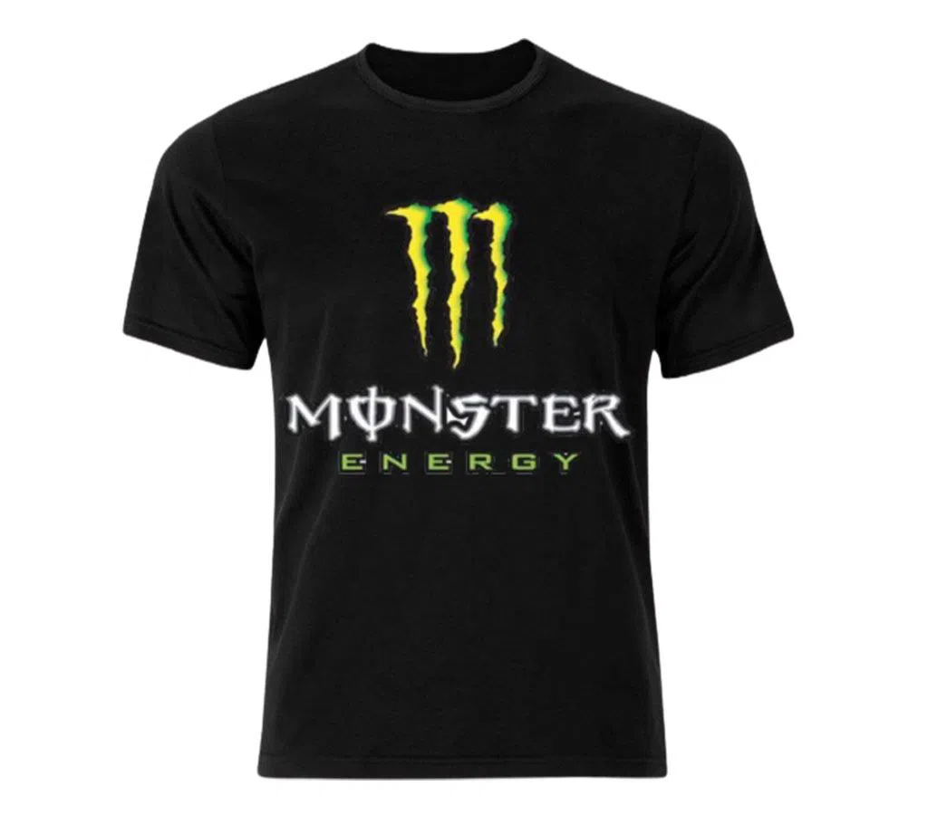 Monster Half sleeve Text Printed T Shirt For Men - Black