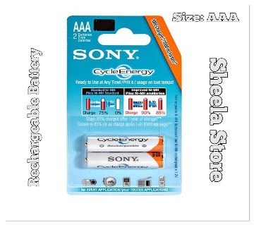 SONY Rechargeable AAA Size 1.2 Volt Battery: 2 pcs