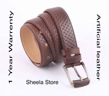 Chocolate artificial leather belt for men