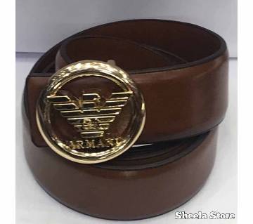 Brown artificial leather belt for men