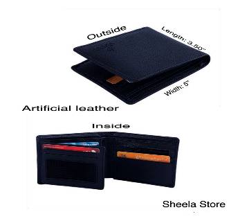 Black artificial leather wallet for men