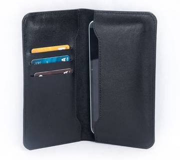 Leather Mobile Pouch - Black Color 