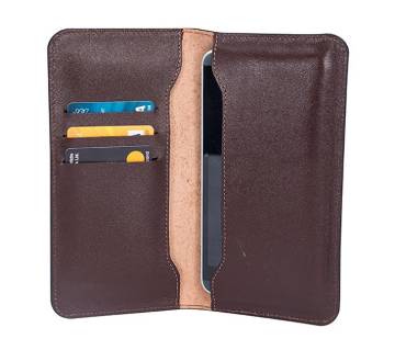 Chocolate Color Leather Mobile Pouch