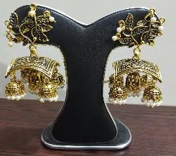 Antique Golden color Metal Jhumka Ear Ring for Women