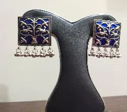 Antique Blue Metal Ear Ring for Women