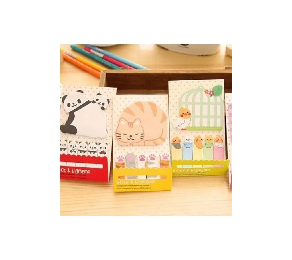 Sticky Notes & Bookmarks (Panda, Purple Ghost, Birdie, Cat) - 4 PCS