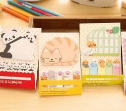 Sticky Notes & Bookmarks (Panda, Purple Ghost, Birdie, Cat) - 4 PCS
