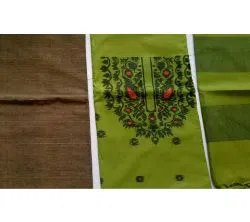 Jamdani unstiched cotton three-piece-green