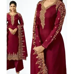 Unstitched Indian Georgette Fabric Embroidery Three Piece 