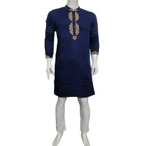 Indian Pencil Cotton Punjabi for Men - Blue