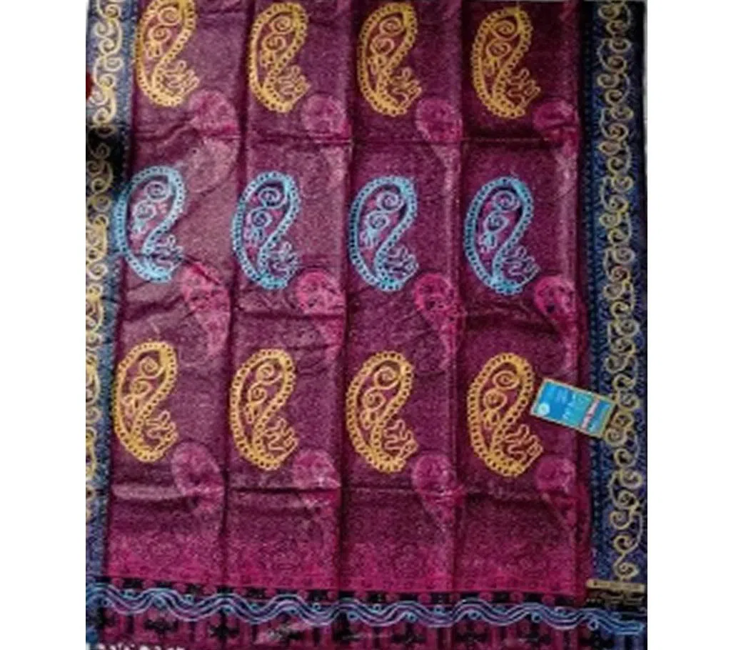 Ladies Thread work Purple Shawl for winter-Magenta 