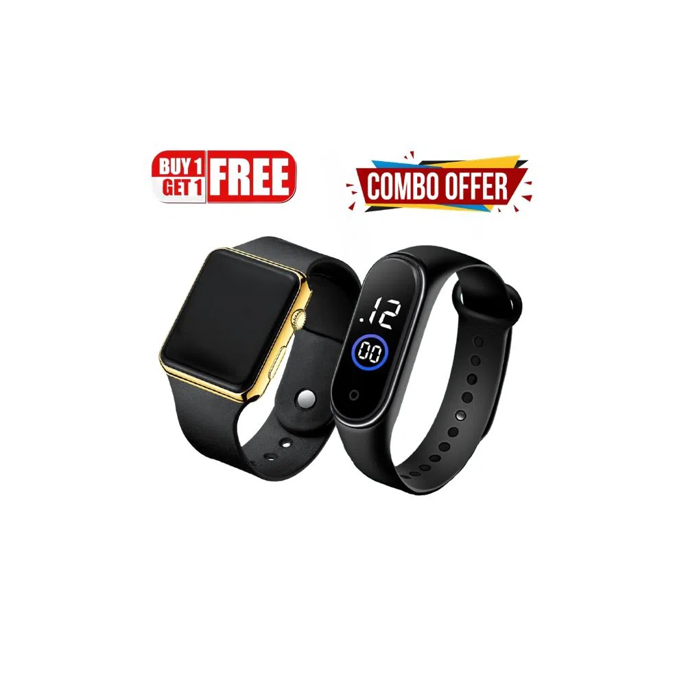 Buy 1 get 1,Square LED Digital Sports Watch And Ring Touch Watch, Combo Offer