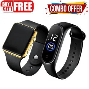 Buy 1 get 1,Square LED Digital Sports Watch And Ring Touch Watch, Combo Offer