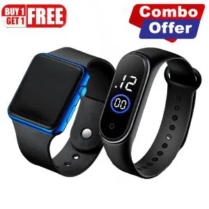 Buy 1 get 1,Square LED Digital Sports Watch And Ring Touch Watch, Combo Offer