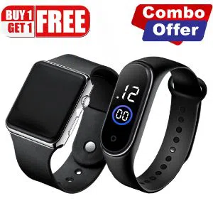 Buy 1 get 1,Square LED Digital Sports Watch And Ring Touch Watch, Combo Offer