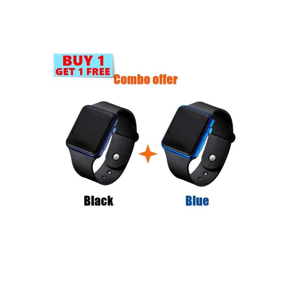 BUY 1 GET 1, Colorful Square LED Digital Sports Water Resistance LED Wristwatch