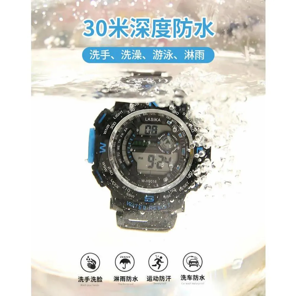 Lasika W-H9016 100% Water Resistance Silicon Digital Watch for Men - Black 