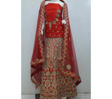 Indian Semi stitched Bridal Embroidery Art Silk Lehenga
