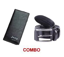 Jeep Artificial Leather Wallet FOR MEN + Artificial leather belt black for men Combo