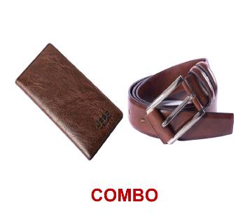 Jeep Artificial Leather Wallet FOR MEN + Artificial leather belt Brown for men Combo