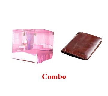Magic Mosquito Net  Length-7 feet, width- 6 feet + Artificial Leather Wallet for Men Combo Offer