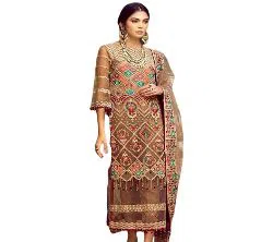  Butterfly net with heavy embroidery and heavy sequence work with daman moti