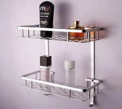 2 Tier Aluminum Bathroom Shelf