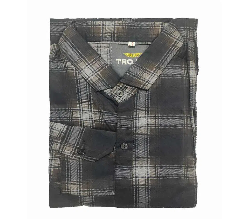 Full Sleeve Casual Check Shirt For Men.-Black and brown check 