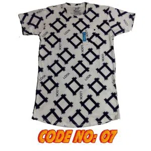 Cotton T-Shirt White with Black Square