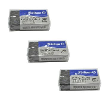 Pelikan Exam Standard  ডাস্ট ফ্রি ইরেজার  [Small]  ( 3 Erasers A Pack )