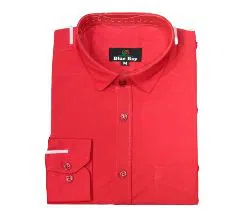 Red Cotton Full Sleeve Shirt For Men 