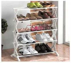 5 Tier Foldable Stainless Steel Shoe Rack -15 Pair