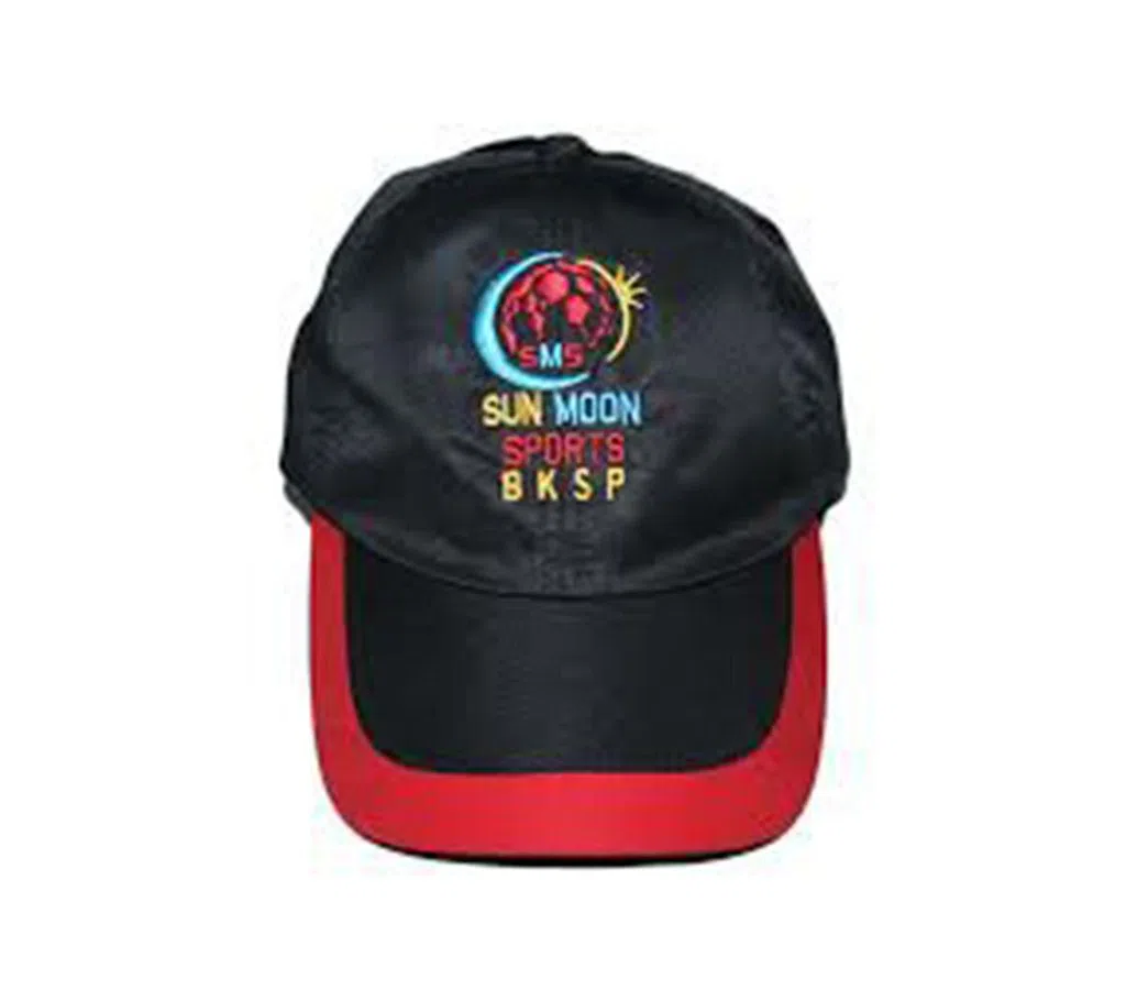 Polyester Sports Cap-Black and Red