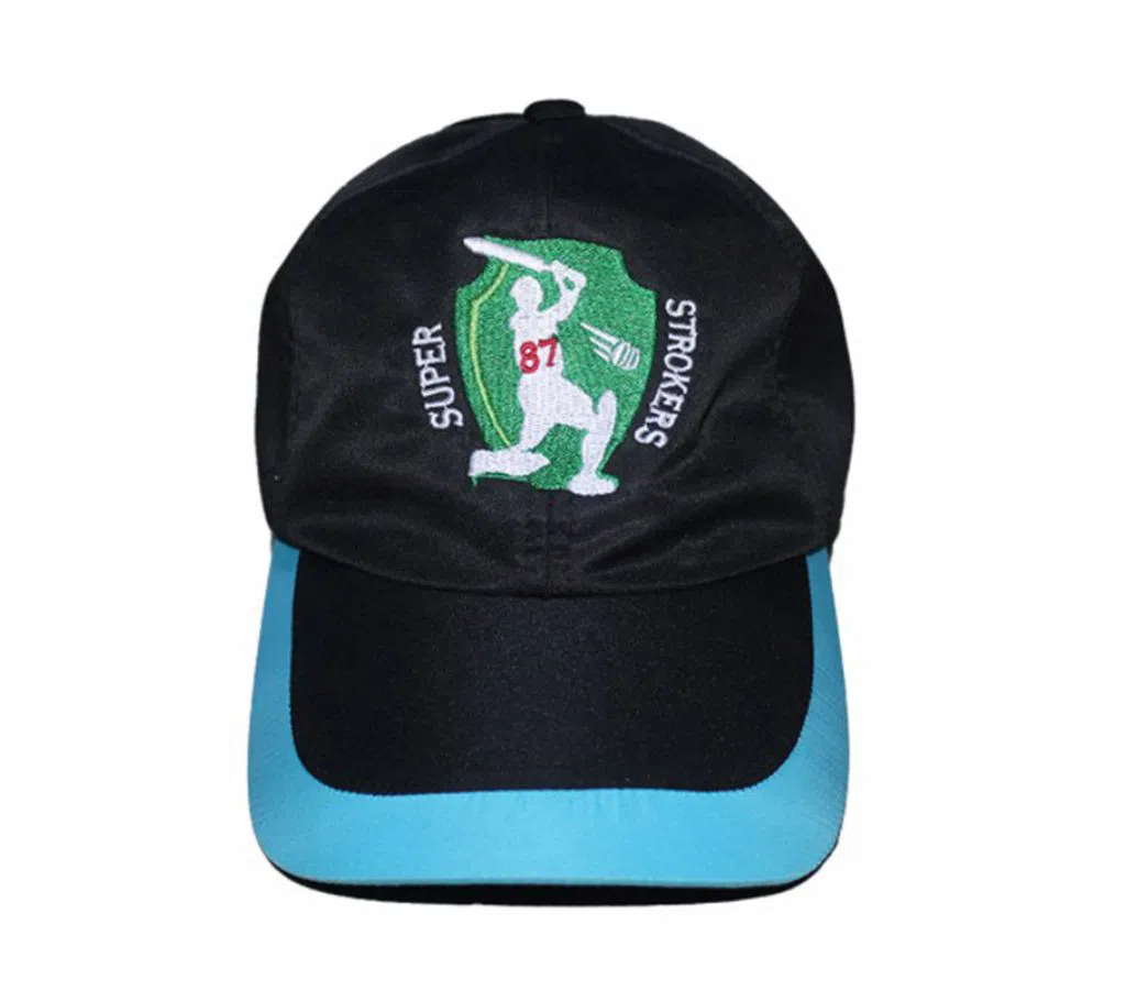 Polyester Sports Cap-Black and Blue