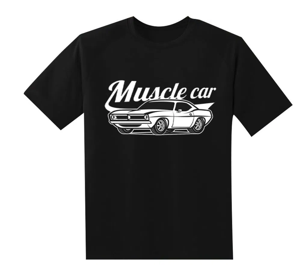 Muscle Car Black Cotton T-Shirt For Men