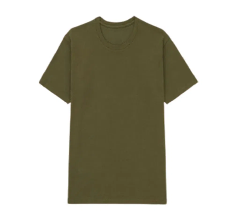 Olive Solide Cotton T-Shirt For Men