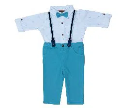 (HAVEit360) UK Brand Stylist Baby Boys Classic Party Dress Set (Shirt + Full Pant + Suspender + Bow Tie) For  00 Month To 05 Years