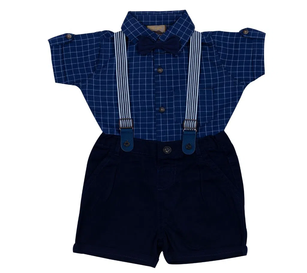 (HAVEit360)  UK Brand Stylist Baby Boys Classic Party Dress Set (Shirt + Short Pant + Suspender + Bow Tie) For  00 Month To 05 Years