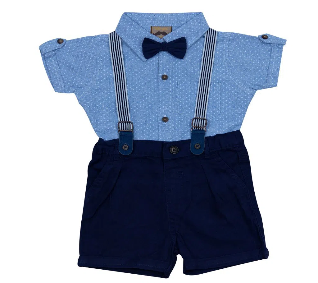 (HAVEit360) UK Brand Baby Boys Party Dress Set (Shirt + Short Pant + Suspender + Bow Tie) For  00 Month To 05 Years